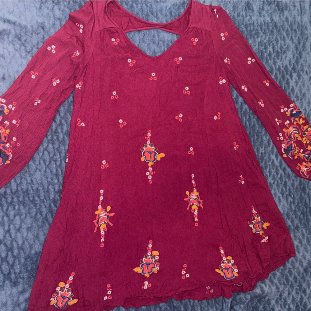 Free People Fuchsia Long Sleeve Dress